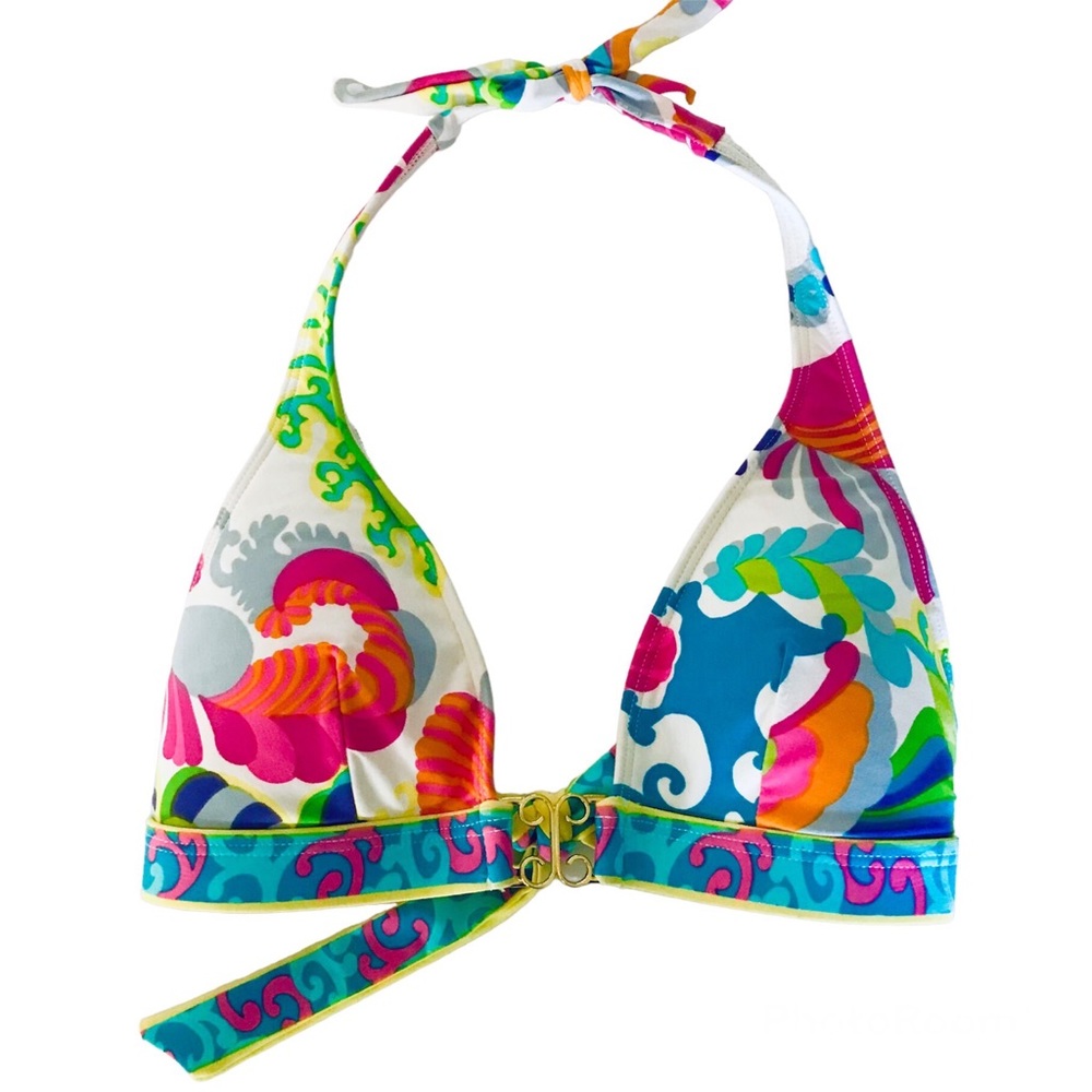 TRINA TURK Banded Multi Floral Halter Bikini Top